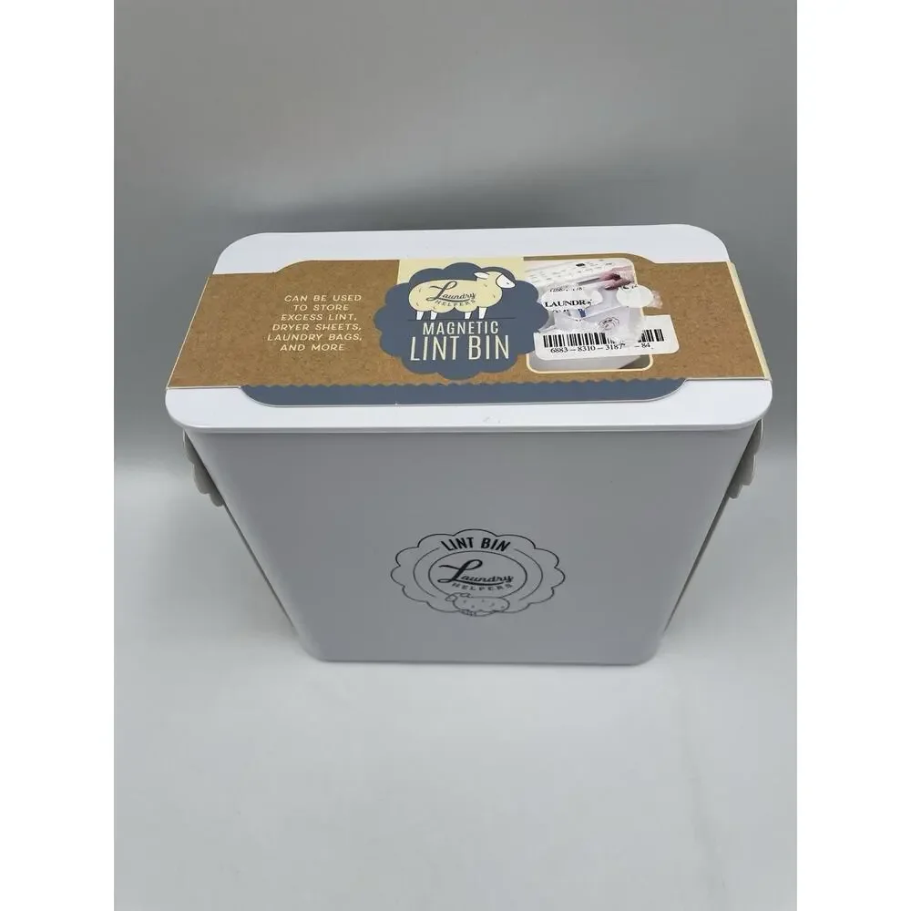 Magnetic Compact Lint Bin Laundry Helper Wall Mounted Metal Lint Box Holder